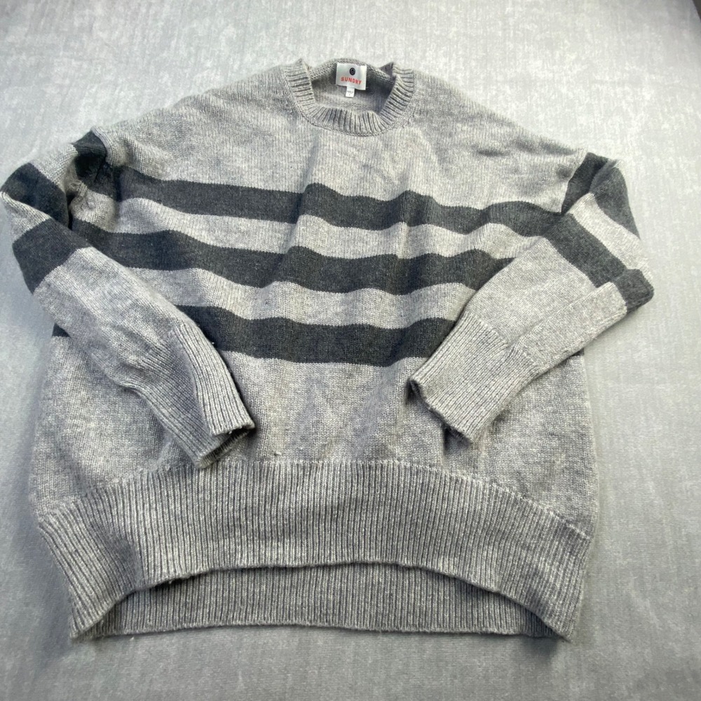 Sundry Grey Striped Wool Cashmere Blend Crewneck Sweater Size 1 Small Womens